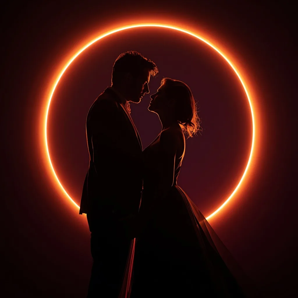 Cinematic Profile of a Romantic Couple with a Celestial Halo
