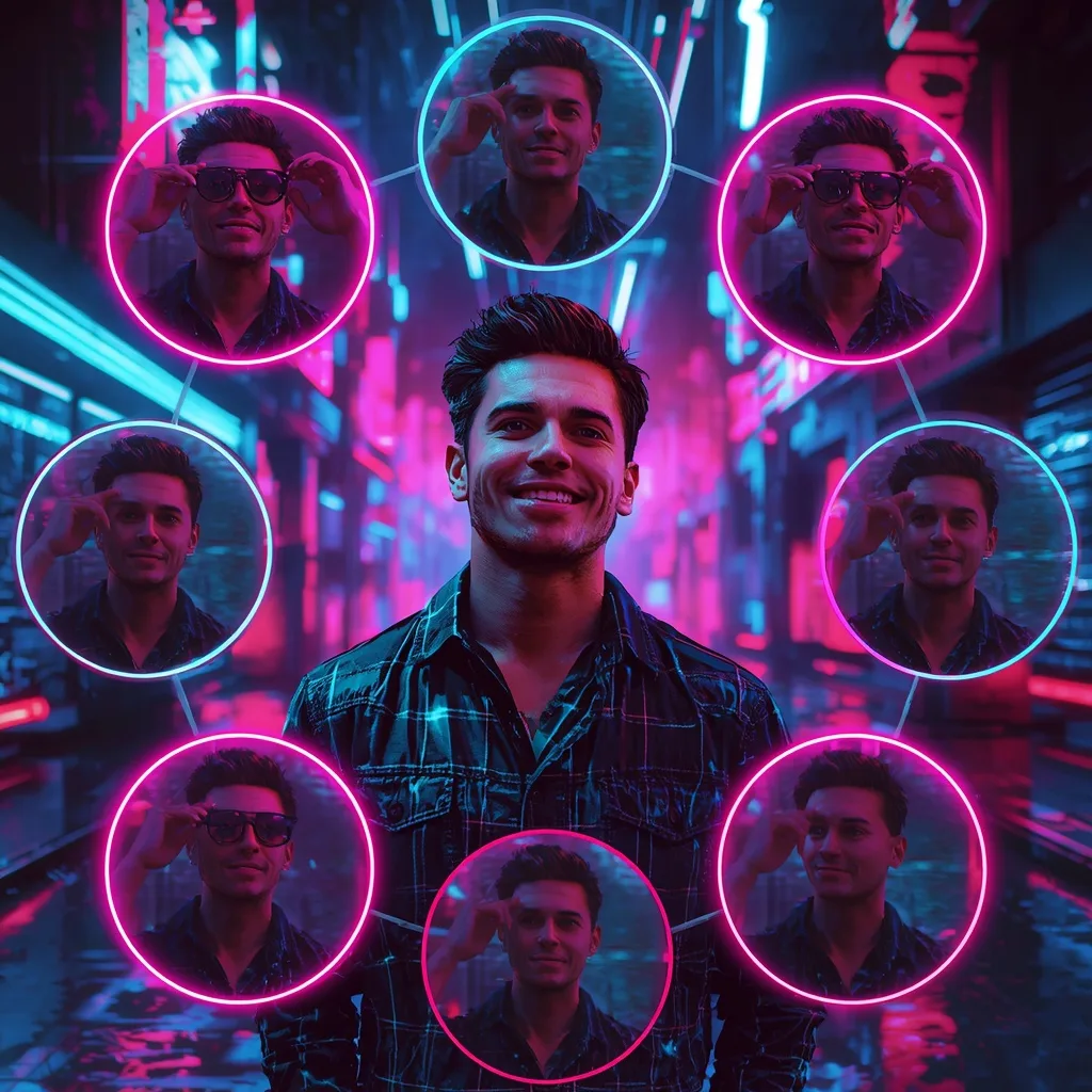 Cyberpunk Portrait: Orbiting Futures and Glitching Identities