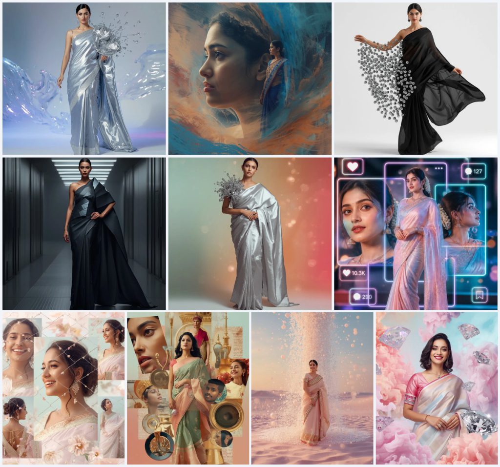 Best 10 Prompt Seen Girl Saree AI Photo Editing Free for Easy Enhancements | prompt for Gemini girl in saree Instagram