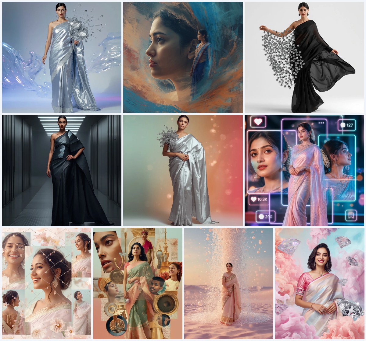Best 10 Prompt Seen Girl Saree AI Photo Editing Free for Easy Enhancements | prompt for Gemini girl in saree Instagram