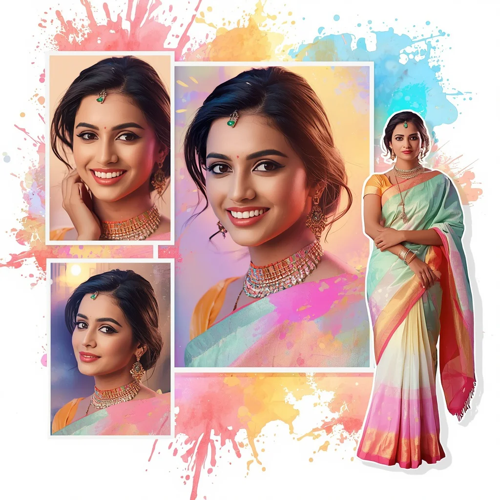 Vibrant Premium Collage with Dynamic Pastel Color Splashes | new instagram trend prompt for girl — AI image prompt